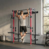 Soozier Foldable Power Cage, Space-Saving Power Rack with Pull-Up Bar, Red