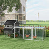 Pawhut 137" Chicken Coop, Wooden Large Hen House With Chicken Run, Nesting Box, Poultry Cage For Outdoor, Backyard, Grey