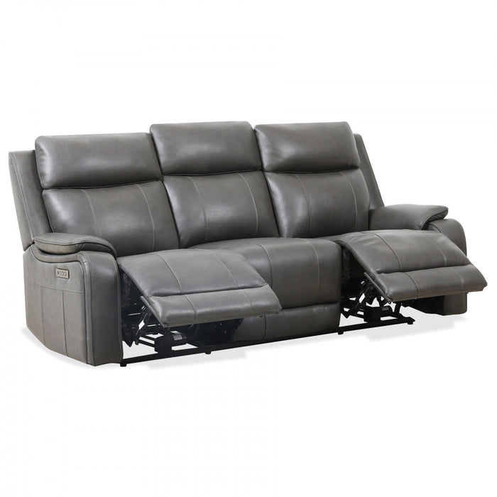 Sofa inclinable electrique Marlow de 84 po en cuir assorti avec USB/USB-C - Charbon