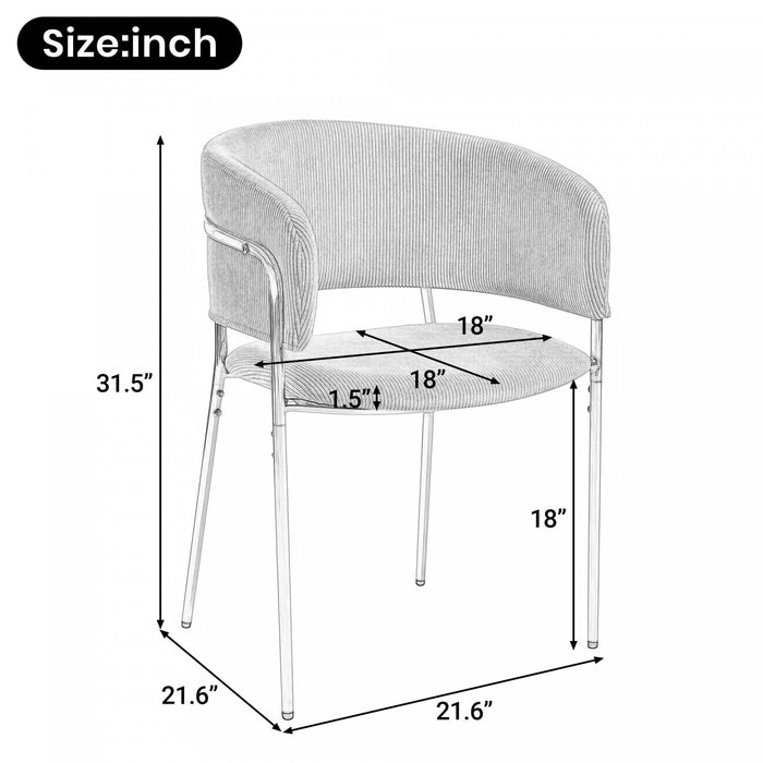 Ethan Ensemble de 4 chaises d’appoint modernes avec assise en velours cotele, pieds inclines et pieds reglables, beige