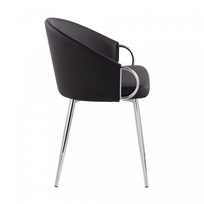 Chaise de salle à manger somptueuse contemporaine Claire en similicuir - argentée et noire