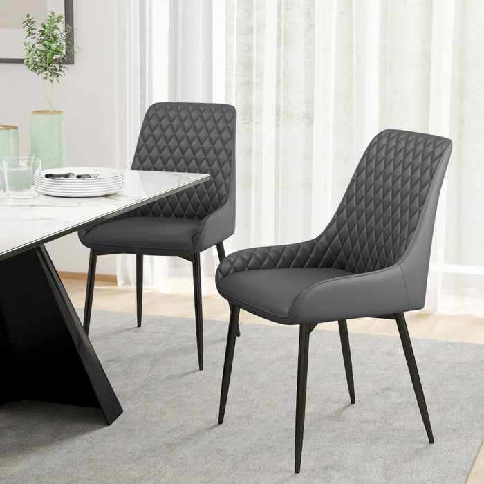 HOMCOM 2 Chaises Salle a Manger Cuir PU Pieds Acier