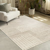 Florence Brown Cream Geometric Linework Design Rug, 7'9" x 10'6" Indoor Area Rug | Tapis Florence Brown Cream a motif geometrique a lignes lineaires, 7'9" x 10'6"