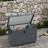 Outsunny Garden Storage Box, Deck Box with Lock for Tools, Cushions Grey