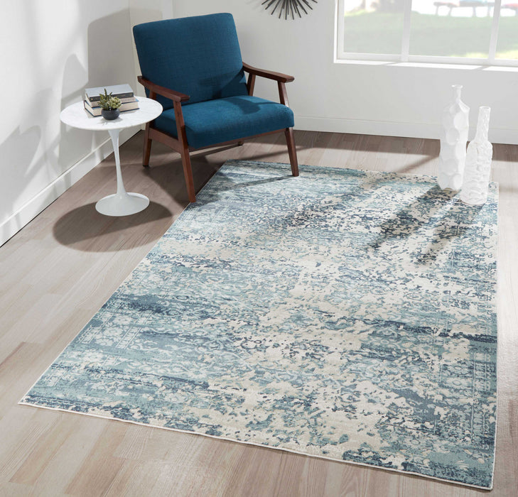 Tapis Traditionnel Delphine 5'1\" x 7'7\" en Bleu