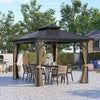 Outsunny 10' X 12' Hardtop Gazebo Outdoor Aluminum Gazebo For Patio Brown|Outsunny 12' X 10' Gazebo A Toit Rigide En Aluminium Pour Patio, Marron