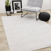 Leonardo Cream Beige Oriental Trellis Pattern Rug, 5'3" x 7'7" Indoor Area Rug | Tapis a motifs de treillis orientaux creme beige Leonardo, 5'3" x 7'7"