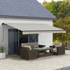 Outsunny 15' X 10' Patio Retractable Awning Sunshade Shelter, Light Grey|Outsunny 15' X 10' Auvent Retractable, Abri Pare-soleil, Gris Clair