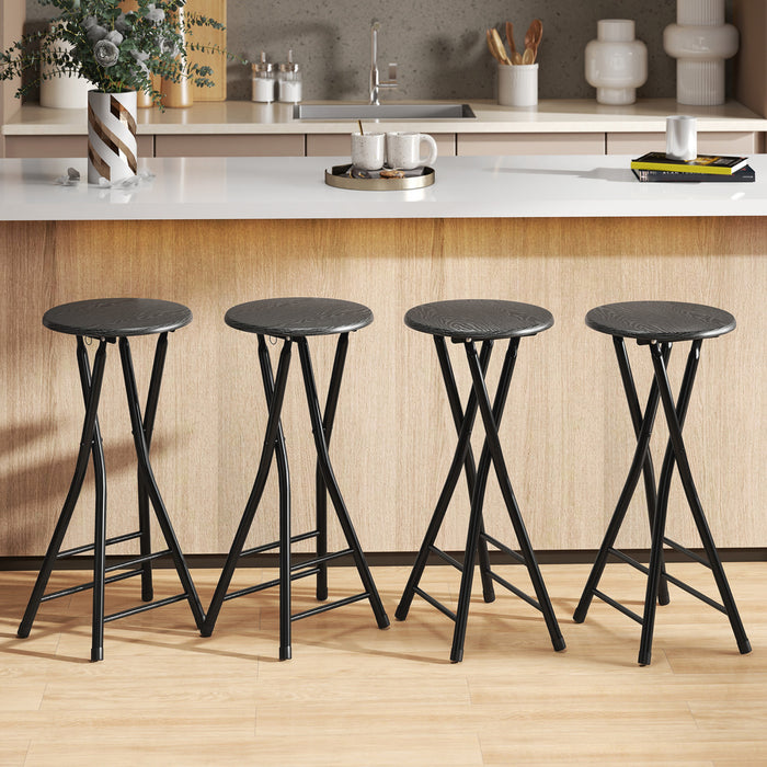 HOMCOM ensemble de 4 tabourets de bar 61 cm, chaises pliantes avec repose-pieds, noir