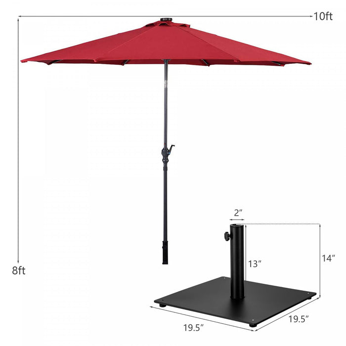 Costway Parasol Solaire de Patio 10ft Lumieres Solaires Exterieur avec Pied de Parasol en Acier de 36 LBS