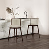 Evalyn Modern Wood Upholstered Barstool in Cream - Set of 2 | Tabouret de bar moderne en bois et tissu creme Evalyn - Lot de 2