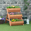 Outsunny 3 Tier Raised Garden Bed Vertical Wooden Elevated Planter Box Kit For Flowers, Vegetables, |Outsunny Jardiniere Surelevee A 3 Niveaux, Jardiniere Surelevee En Bois, 26" X 30" X 30", Marron