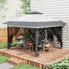 Outsunny 12' X 12' Foldable Pop-up Party Tent Instant Canopy Sun Shade Gazebo Shelter Steel Frame Ox|Outsunny Auvent Instantane De Tonnelle De Tente Avec Sac A Roulettes