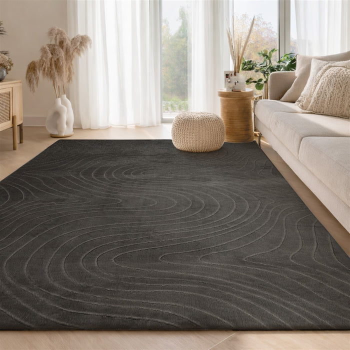 Tapis Lavable/Contemporain Somos 6'7\" x 9'0\" en Charbon