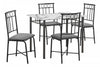 Dining Table 5-Piece Set Small Rectangular Kitchen White Marble-Look Laminate Black Metal Contemporary Modern|Ensemble de salle à manger 5 pièces de style moderne contemporain pour la cuisine avec petite table
