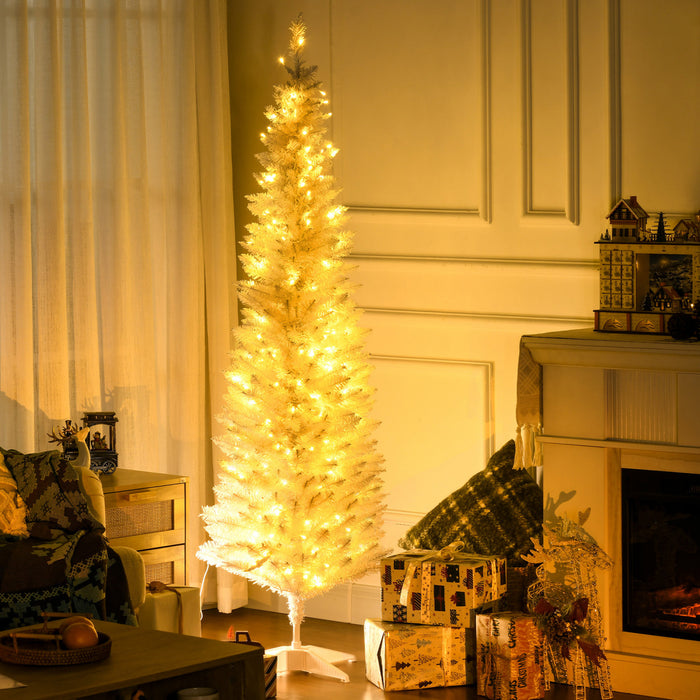 Homcom Arbre De Noel Artificiel Illumine 6 Pi Avec Lumieres Led Blanc Chaud
