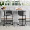Cosmopolitan Mid-Century Modern Metal Upholstered Barstool in Gray - Set of 3 Bar Stool | Tabouret de bar cosmopolite mi-siecle moderne en metal et tissu gris - Lot de 3