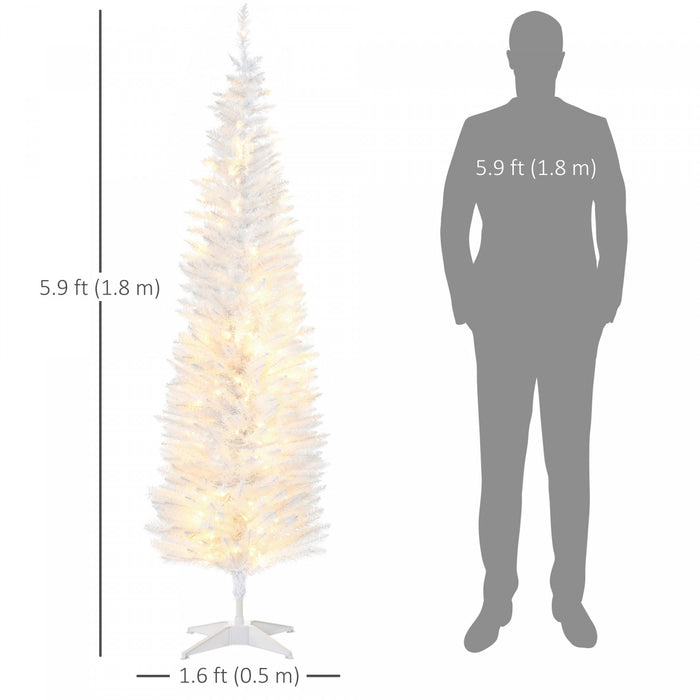 Homcom Arbre De Noel Artificiel Illumine 6 Pi Avec Lumieres Led Blanc Chaud