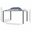 Outsunny 10' X 12' Hardtop Gazebo Outdoor Aluminum Gazebo For Patio Brown|Outsunny 12' X 10' Gazebo A Toit Rigide En Aluminium Pour Patio, Marron