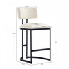 Juno Contemporary Modern Vegan Leather Metal Counter Stool in Ivory | Tabouret de comptoir contemporain moderne Juno en cuir vegetalien et metal, coloris ivoire