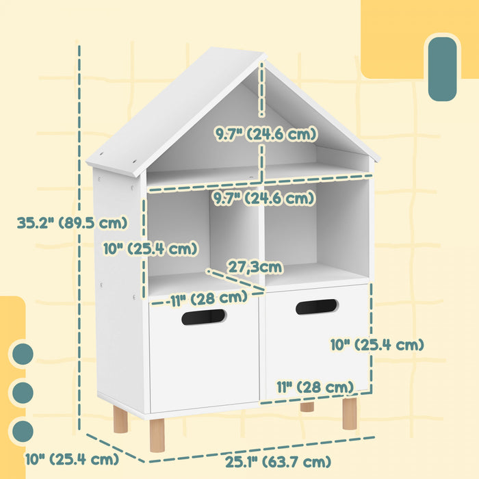 Qaba Bibliotheque Pour Enfants A 3 Niveaux, Blanc