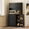 HOMCOM 68" Pantry Cabinet, Kitchen Cupboard with Charging Station, Black