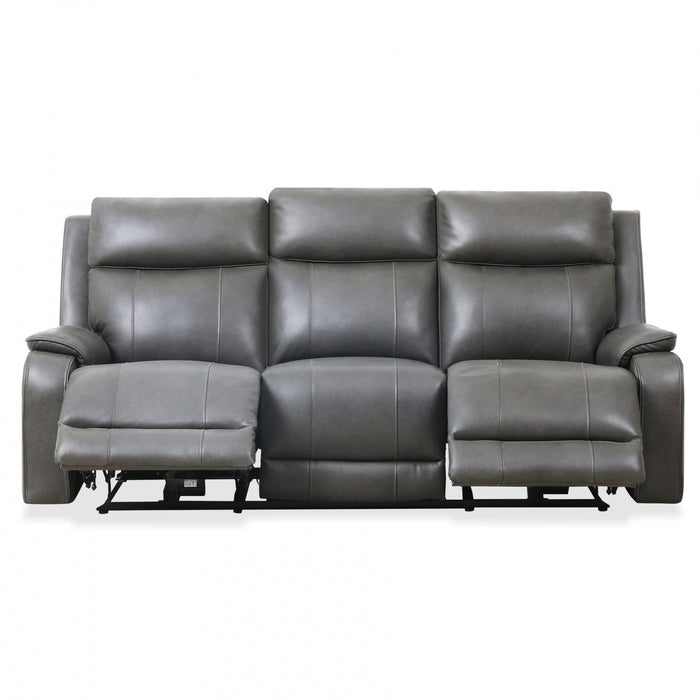 Sofa inclinable electrique Marlow de 84 po en cuir assorti avec USB/USB-C - Charbon