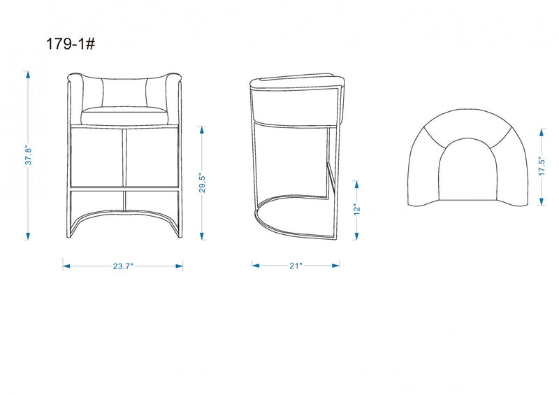 Tabouret de bar cosmopolite mi-siecle moderne en metal et tissu gris - Lot de 3