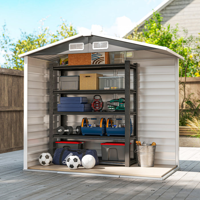 Outsunny Abri A Outils En Metal 7'x4' Abri Exterieur Avec Gants, Gris Fonce