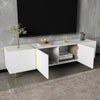 Frances Modern Tv Stand With 4 Doors,high-gloss White Tv Stand | Meuble Tv Moderne Frances Avec 4 Portes, Blanc Laque Brillant