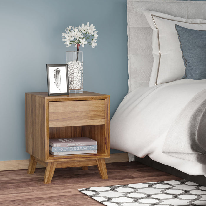 HOMCOM Table de chevet moderne avec tiroir et etagere