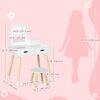 Qaba Kids Vanity Set with Mirror and Stool, Vanity Table and Chair Set with Drawers, Makeup Dressing Table for Children Aged 3-6 Years, White