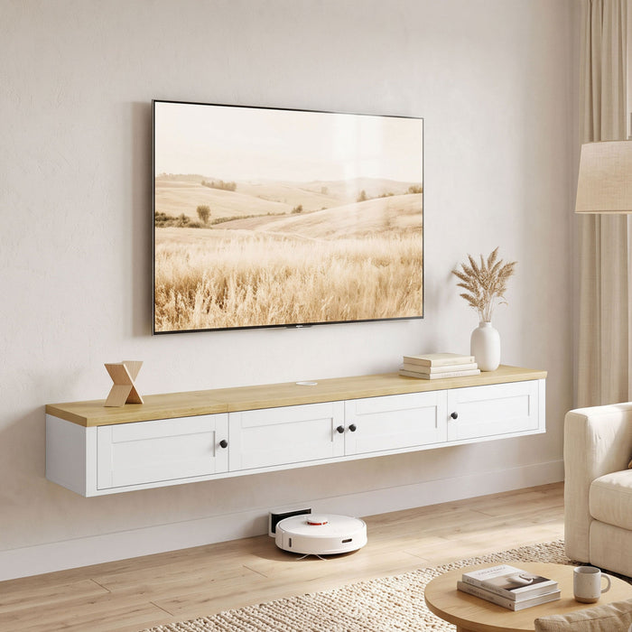 HOMCOM Meuble TV suspendu pour TV jusqu'a 72 pouces, console multimedia murale