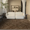 Covington Brown Taupe Striped Geometric Design Rug, 6'7" x 9'10" Indoor Area Rug | Tapis Covington brun taupe a rayures geometriques, 6'7" x 9'10"