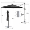 Costway 11ft Patio Offset Umbrella Cantilever Rotation Aluminum Tilt Cross Base Gray