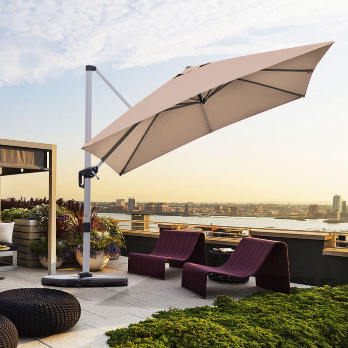 Costway Parasol deporte carre de 10 pieds pour patio, inclinaison a 360 degres, aluminium, beige