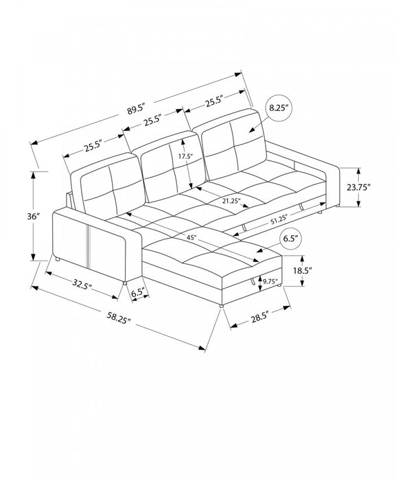 Canape Lit, 90\" Longueur, Canape-Lit Convertible, Chaise De Rangement, Tissu Rouille