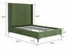 Promenade Mid-Century Modern Upholstered Velvet Full Bed in Moss Green | Lit complet Promenade style milieu du siecle moderne en velours capitonne vert mousse