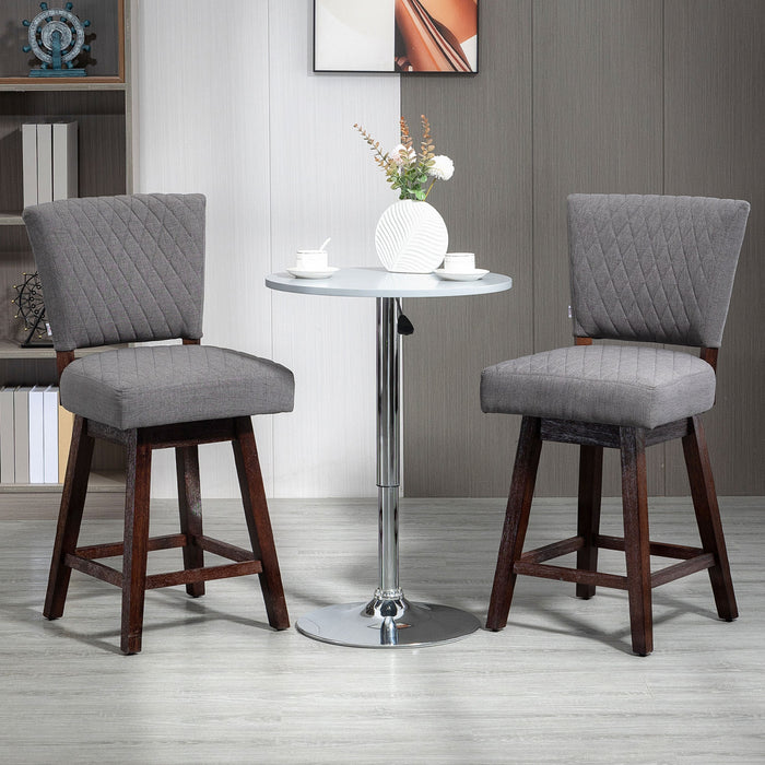 HOMCOM Tabourets de Bar Pivotants 2p avec Pieds Bois et Repose-Pieds