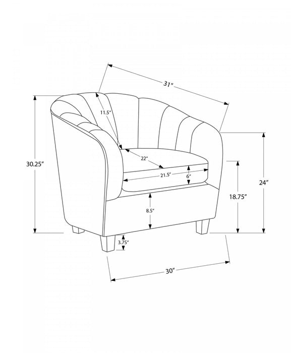 Monarch Specialties - Chaise D'Appoint, 31\"H, Rembourre, Salon, Chambre A Coucher, Argente, Transitionnel