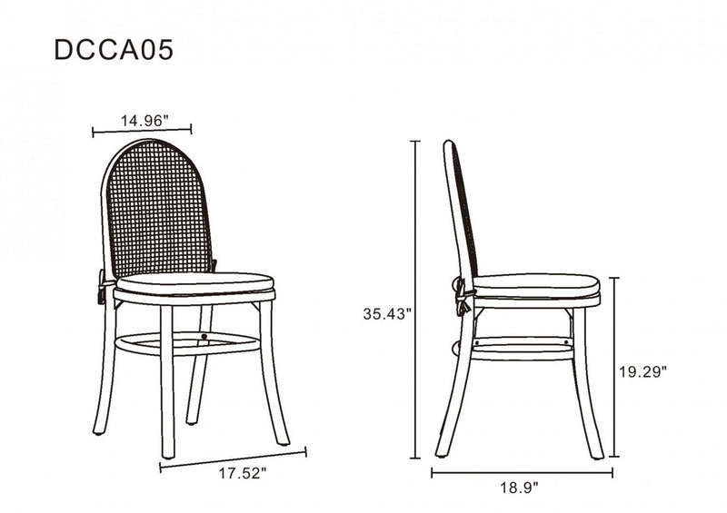 Chaise de salle a manger Paragon Industry Chic avec dossier en cannage et assise rembourree en bois, coloris flocon d’avoine – Lot de 4