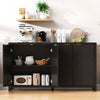 Ted 55" Fluted Buffet Cabinet With Storage And Adjustable Shelves - Black | Ted Buffet Cannele 55" Avec Rangement Et Etageres Reglables - Noir