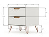 Rockefeller Mid-Century Modern 20" Nightstand in Off White (2-Drawer) - Set of 2 | Table de nuit Rockefeller Mid-Century Modern 20" en blanc casse (2 tiroirs) - Lot de 2