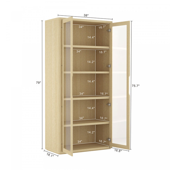 Armoire bibliotheque moderne Rivington 38\" en chene naturel - Ensemble de 3