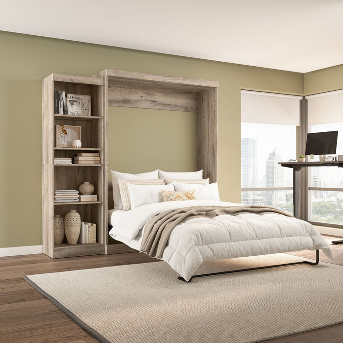 Grand lit escamotable mural Pur de Bestar de 90 po avec tablettes - brun rustique
