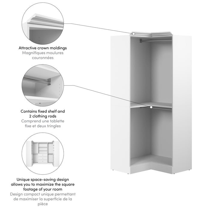 Organisateur de garde-robe en coin Versatile de Bestar de 36 po (L) - blanc