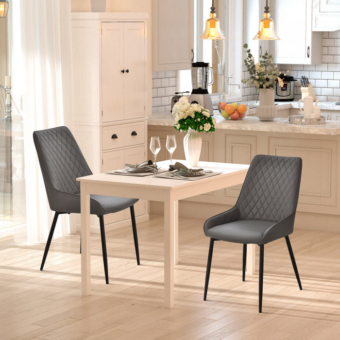 HOMCOM 2 Chaises Salle a Manger Cuir PU Pieds Acier