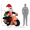 Homcom 5.5ft Santa Claus Riding A Motorcycle Inflatable Christmas Decoration|Homcom Pere Noel Gonflable Camouflage