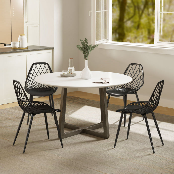 HOMCOM Lot de 4 Chaises de Cuisine en Plastique, Noir