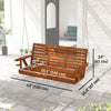 Outsunny 5 FT Wooden Porch Swing 3-Seater with Cupholders, Carbonized